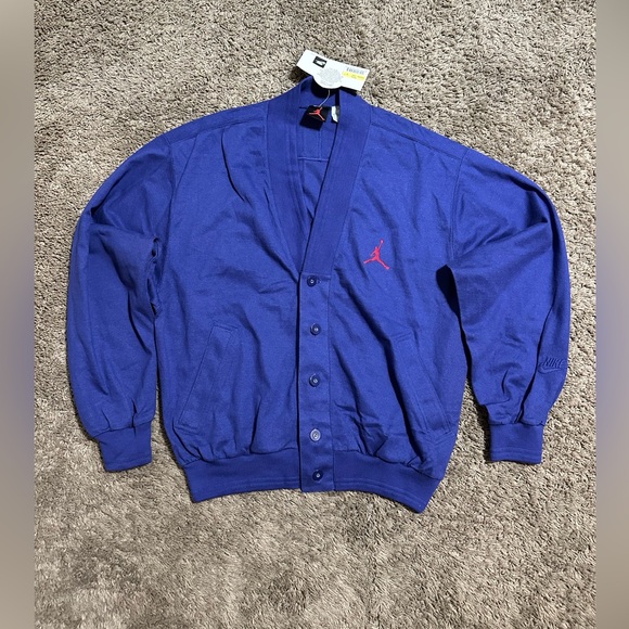 Vintage Nike Air Jordan “triple blue” cardigan sweater 90s size small